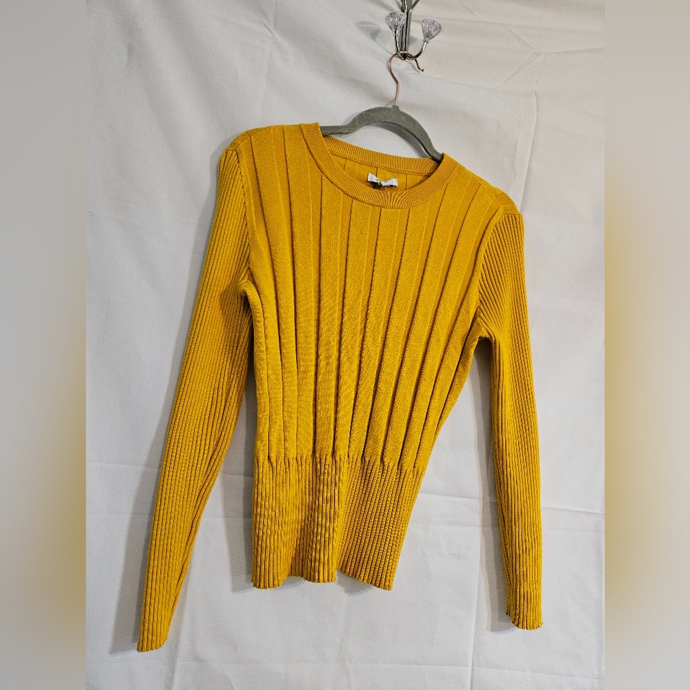 Ninewest Yellow Ribbed Women's Sweater